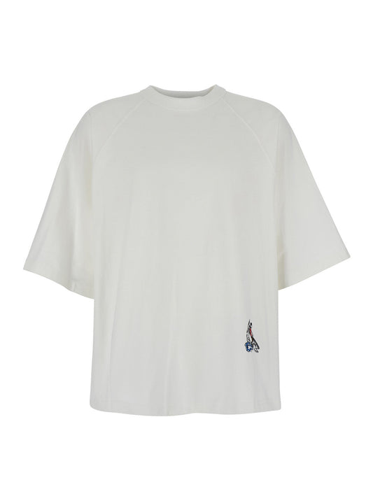 Bottega Veneta Men White T-Shirt With Applied Patch On The Front In Cotton Man