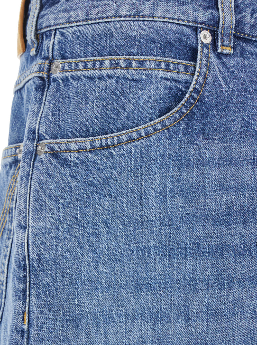 Bottega Veneta Men Blue Five Pocket Jeans With Back Logo Patch In Denim Man