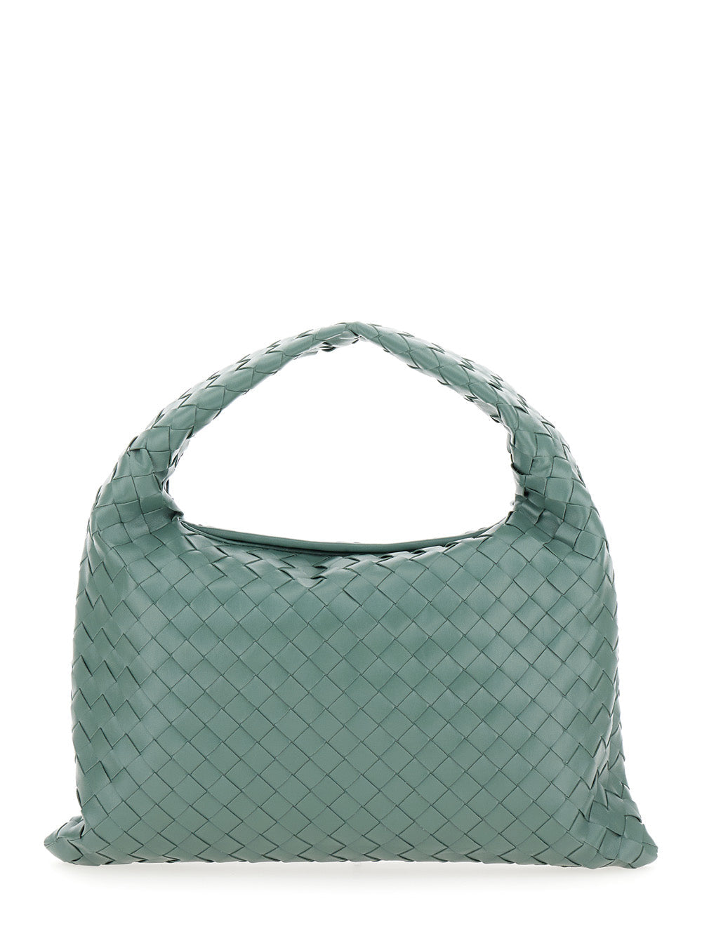 Bottega Veneta Women 'Hop Small' Light Green Shoulder Bag With Intreccio Motif In Leather Woman