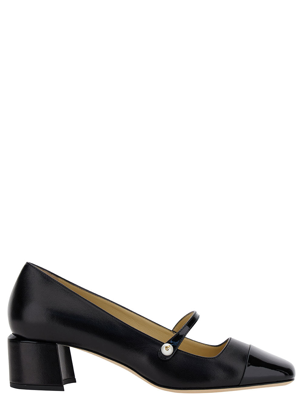 Jimmy Choo Women 'Elisa 45' Black Pumps With Pearl Detail In Patent Leather Woman