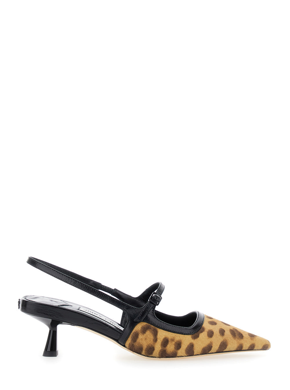 Jimmy Choo Women 'Didi' Brown Slingback Pumps With Leopard Motif And Sculpted Heel In Leather Woman
