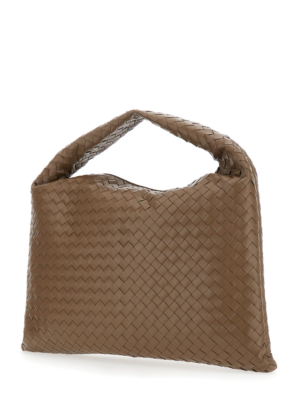Bottega Veneta Women 'Hop Large' Brown Shoulder Bag With All-Over Intreccio Motif In Leather Woman