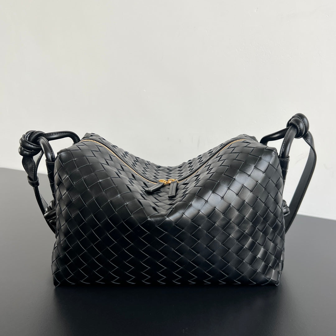 Bottega Veneta BV Loop Weekender 38cm Black Calfskin