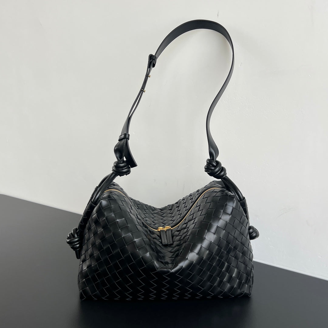 Bottega Veneta BV Loop Weekender 38cm Black Calfskin