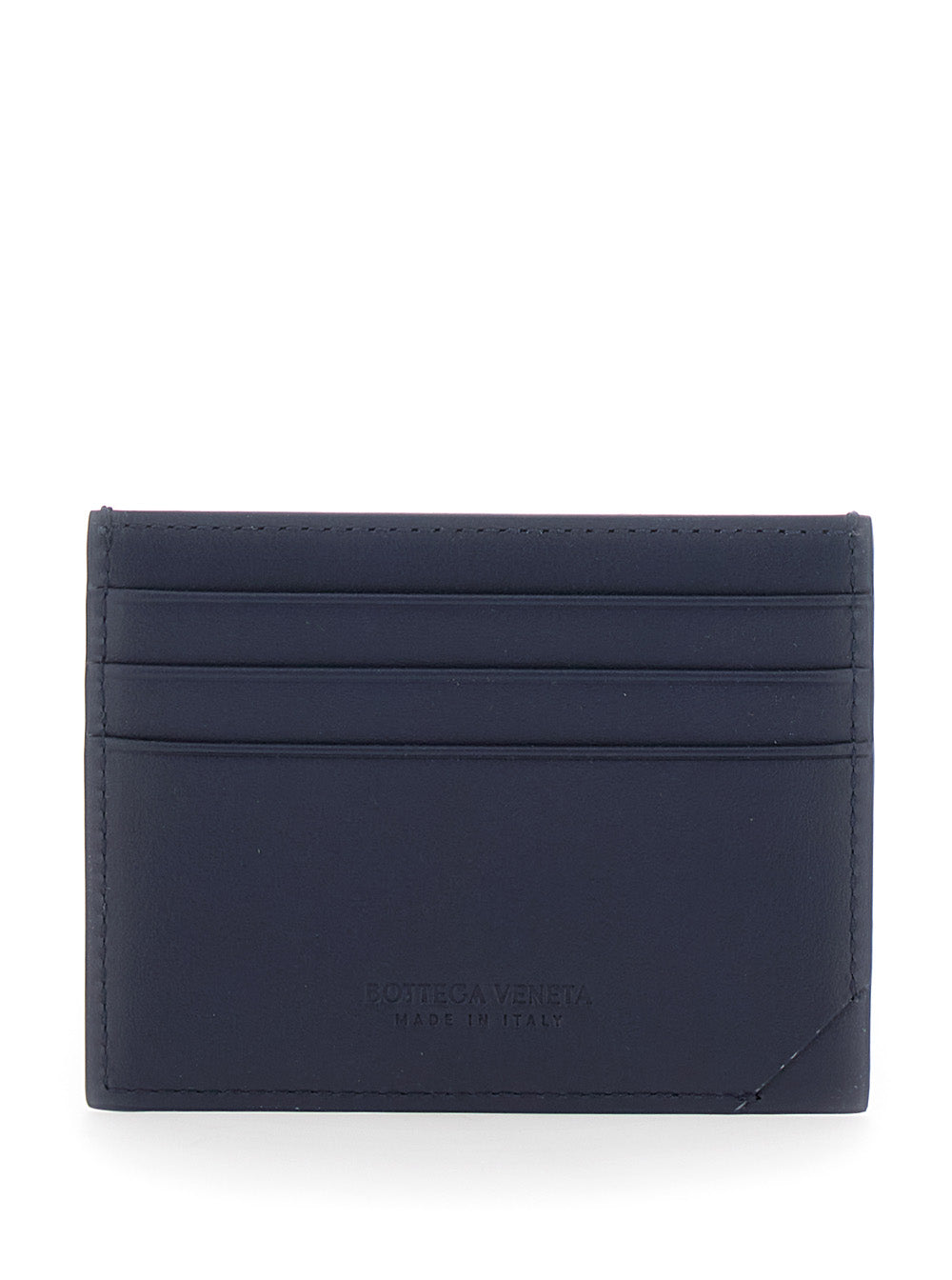 Bottega Veneta Men Blue Card Holder With Intreccio Motif And Embossed Logo In Leather Man