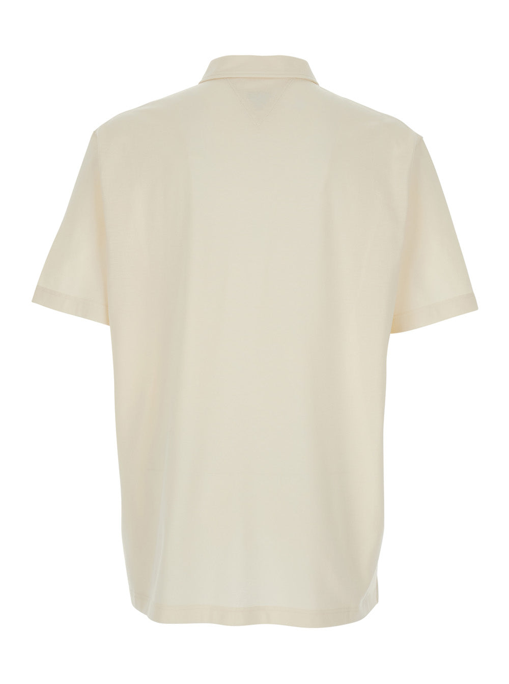 Bottega Veneta Men White Polo Shirt With Classic Collar And Logo Embroidery Detail On The Front In Cotton Man