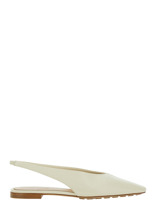 Bottega Veneta Women 'Sofia' White Slingback Ballerinas With Elastic Back In Leather Woman