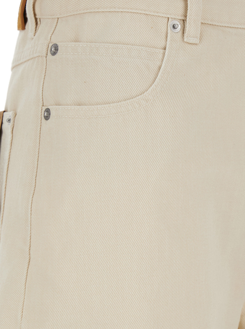 Bottega Veneta Women White Jeans With Cuffs On The Edges And Removable Patch With Hare On The Back In Denim Woman