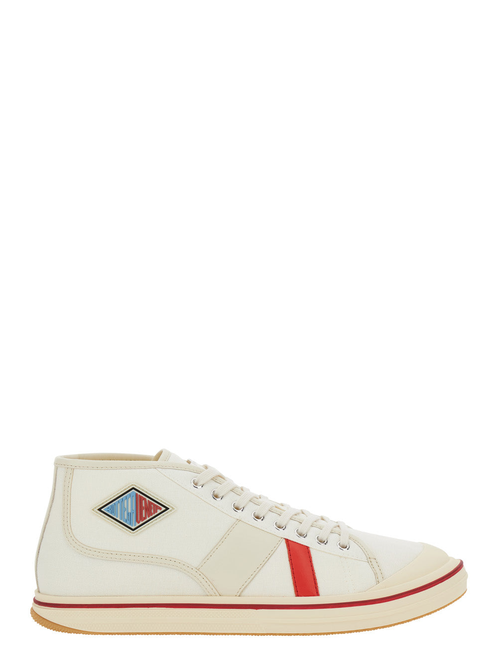 Bottega Veneta Men 'Eliot' White Sneakers With Logo Label On The Side And Leather Inserts In Cotton And Leather Blend Man