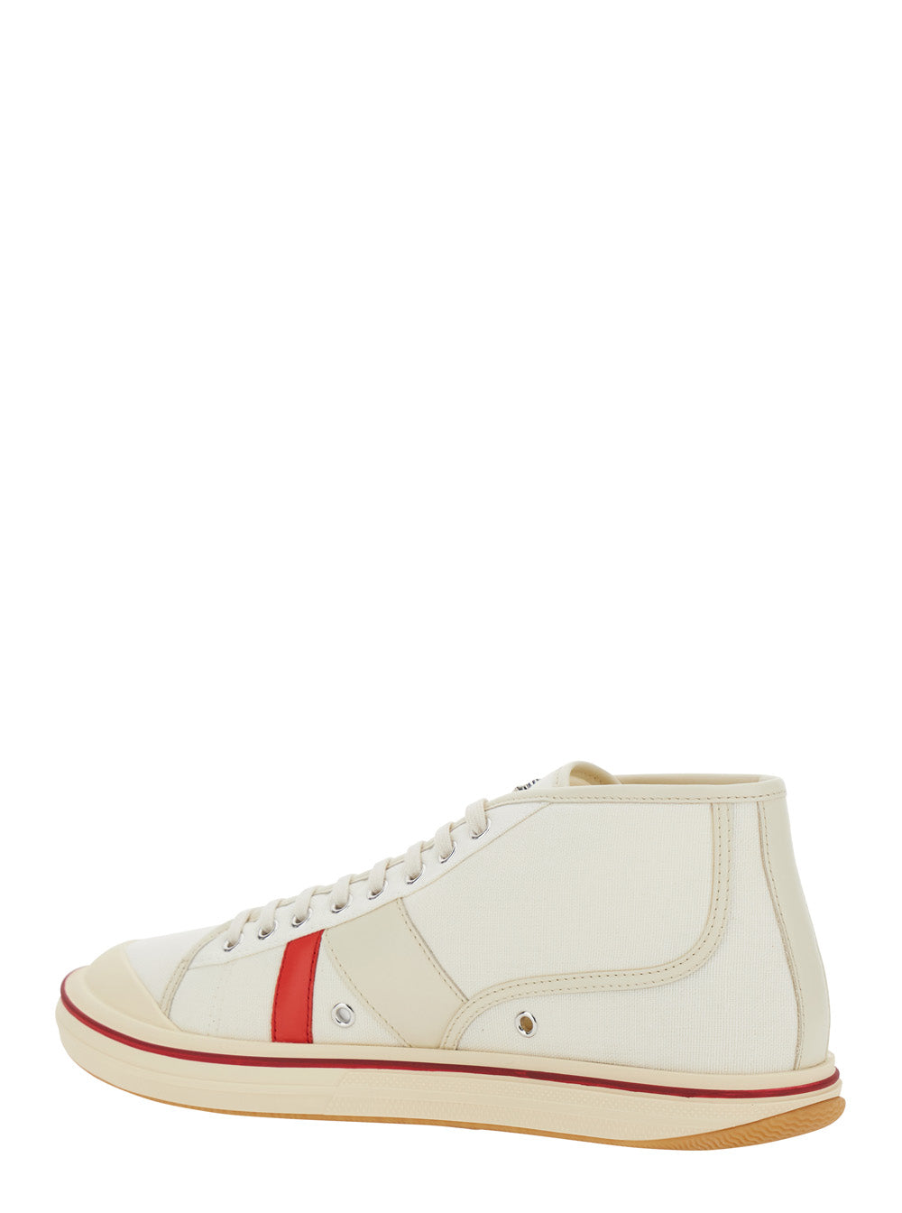 Bottega Veneta Men 'Eliot' White Sneakers With Logo Label On The Side And Leather Inserts In Cotton And Leather Blend Man