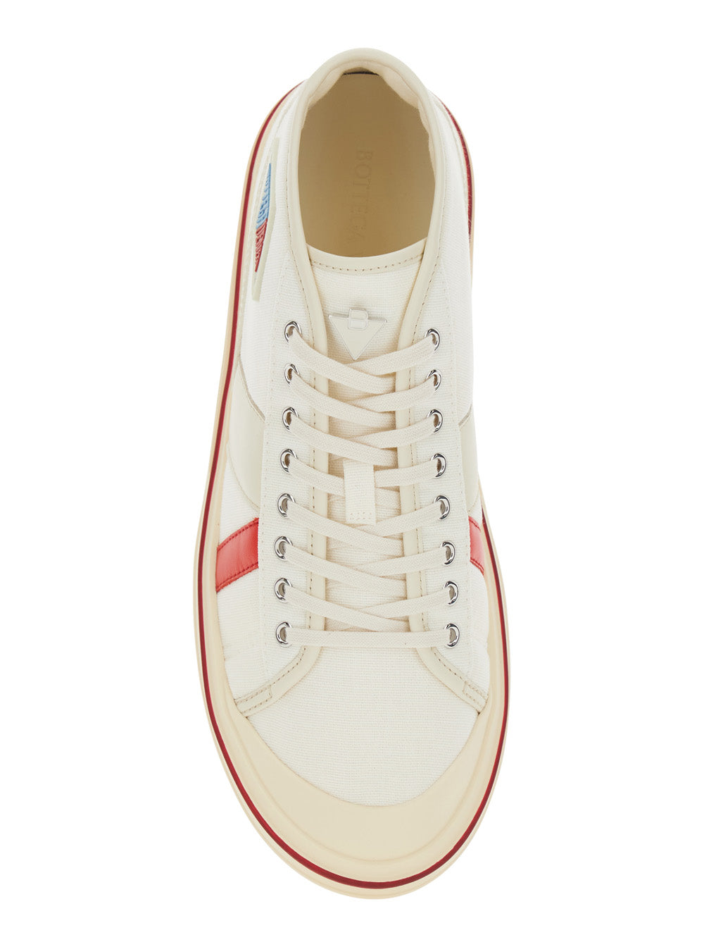 Bottega Veneta Men 'Eliot' White Sneakers With Logo Label On The Side And Leather Inserts In Cotton And Leather Blend Man
