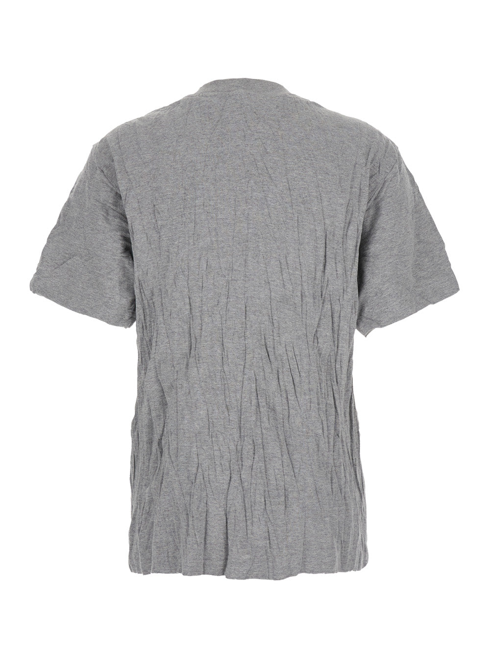 Bottega Veneta Women Grey Crewneck T-Shirt With Maxi Print On The Front And Wrinkled Ffect In Cotton Woman