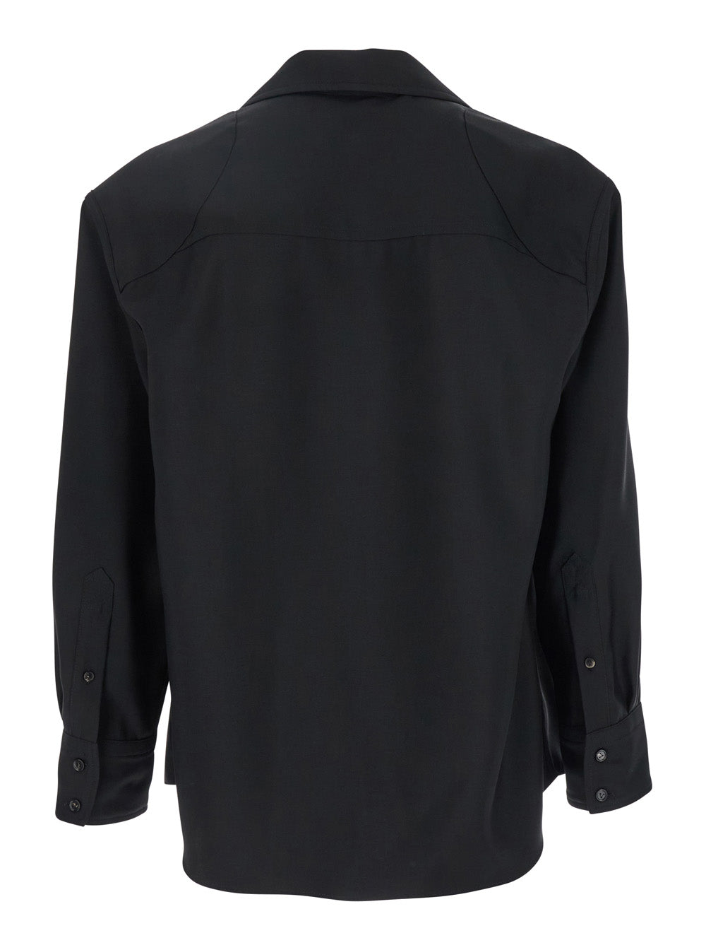 Bottega Veneta Men Black Shirt With Enamelled Match Shape Details And Chest Pocket In Wool Woman