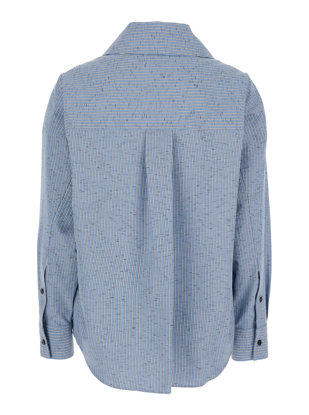 Bottega Veneta Women Blue Shirt With Deep Neckline On The Front And Long Sleeves In Cotton Poplin Woman