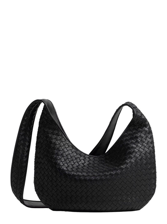 Bottega Veneta Men Black Crossbody Bag With Top Zip Closure And Intrecciato Motif In Leather Woman