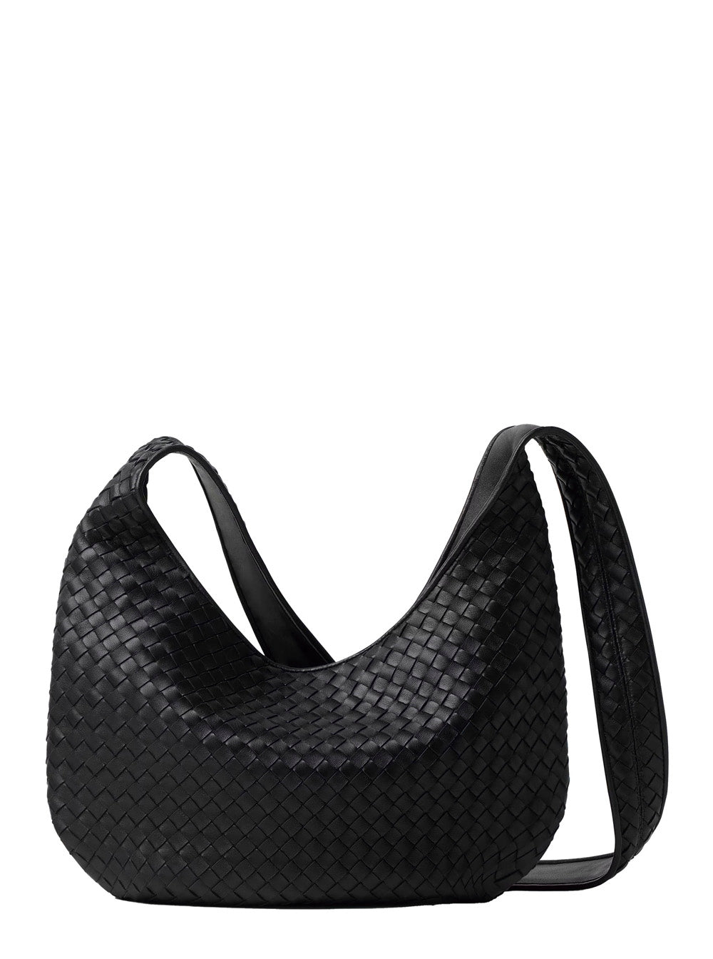 Bottega Veneta Men Black Crossbody Bag With Top Zip Closure And Intrecciato Motif In Leather Woman