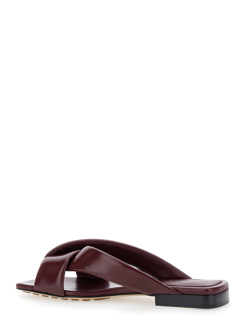 Bottega Veneta Women 'Cushion Lux' Bordeaux Sandals With Square Toe In Leather Woman