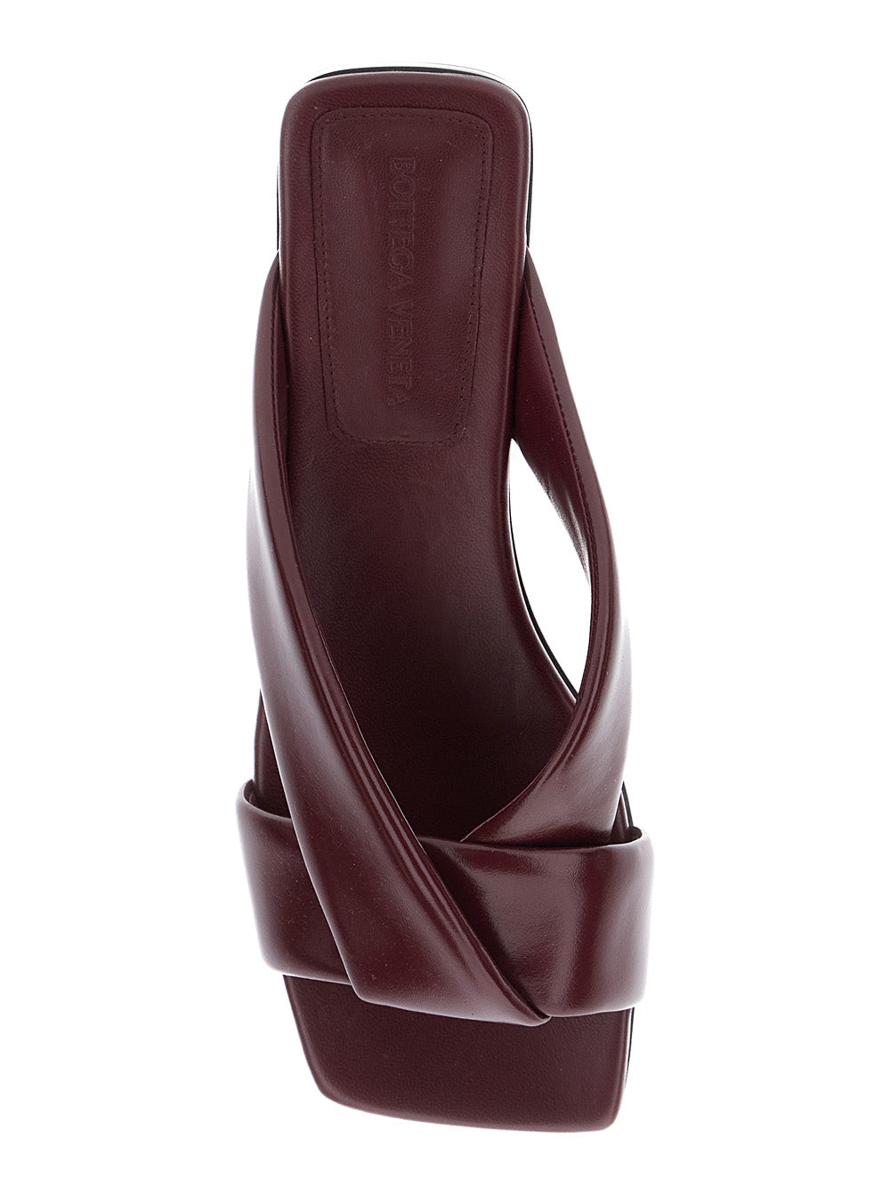 Bottega Veneta Women 'Cushion Lux' Bordeaux Sandals With Square Toe In Leather Woman