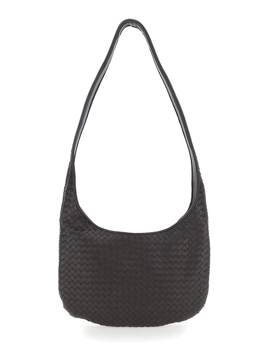 Bottega Veneta Men Brown Crossbody Bag With Top Zip Closure And Intrecciato Motif In Leather Man