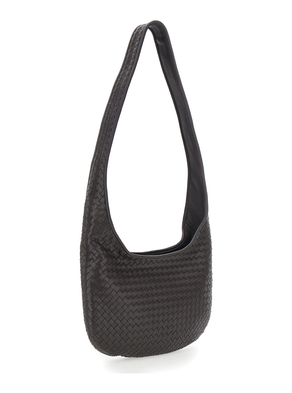 Bottega Veneta Men Brown Crossbody Bag With Top Zip Closure And Intrecciato Motif In Leather Man