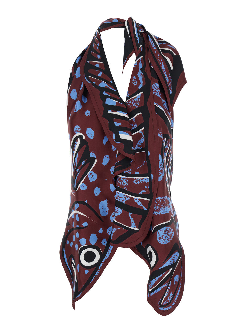 Bottega Veneta Women Multicolor Top With Asymmetric Design And All-Over Printed Motif In Silk Woman