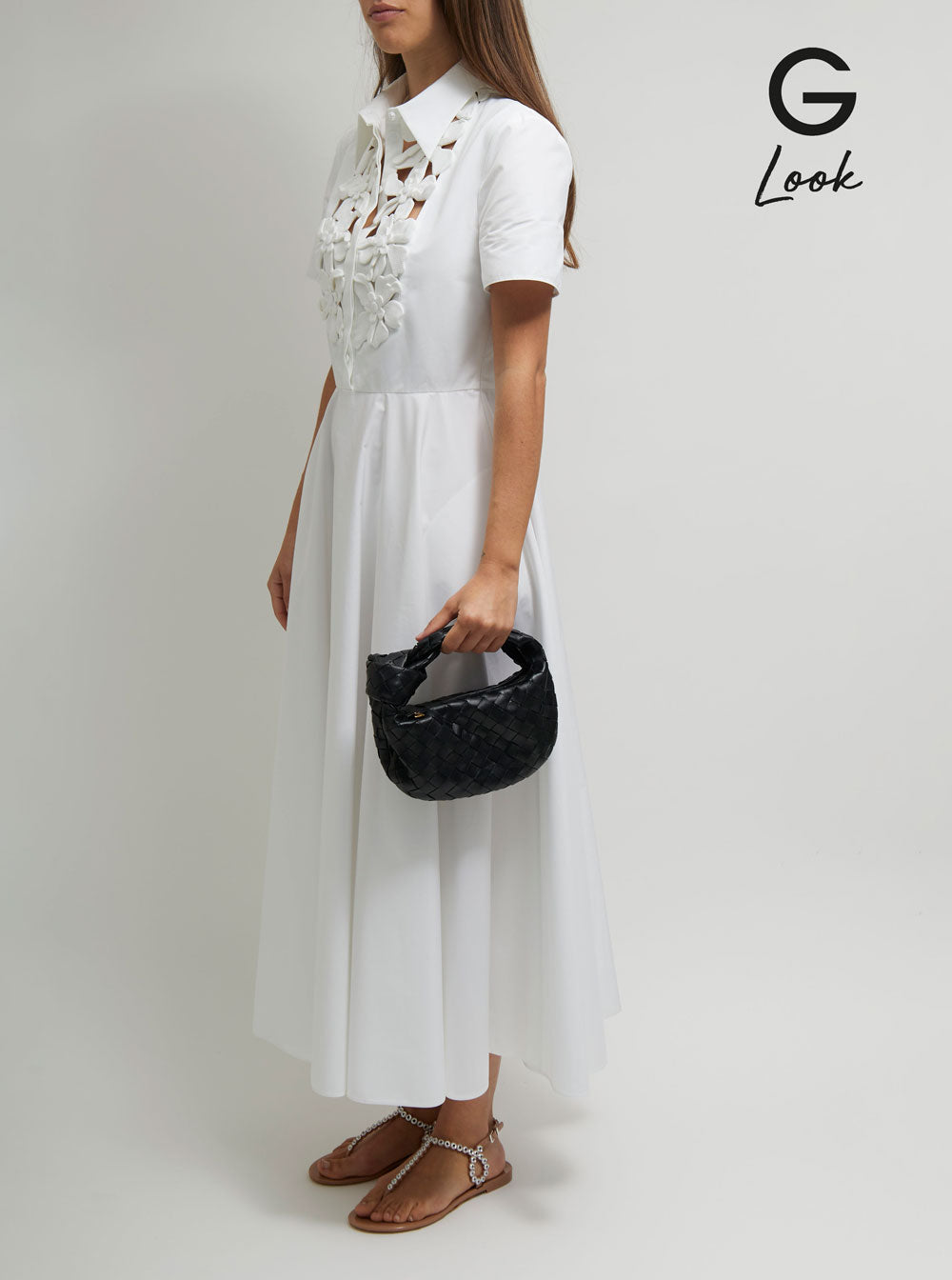 Bottega Veneta Women Black Intreccio Nappa Mini Jodie Handbag