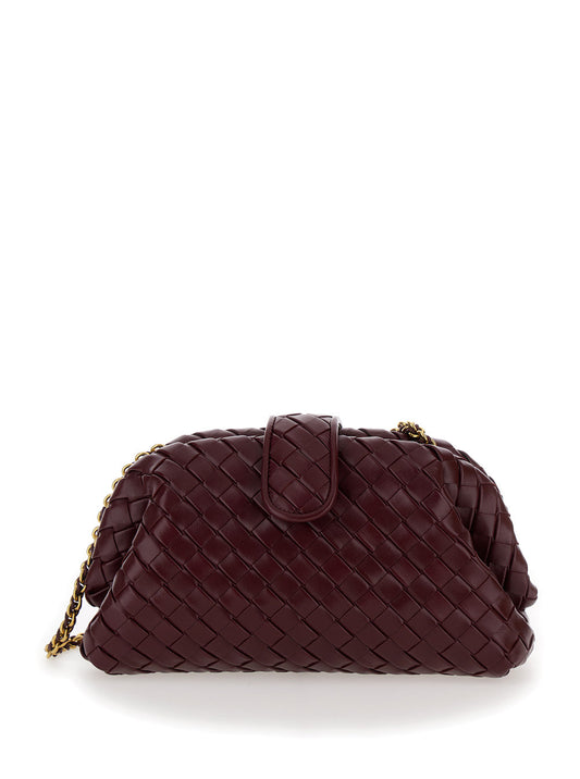 Bottega Veneta Women 'Teen Lauren 1980' Bordeaux Pochette With Chain In Leather Woman