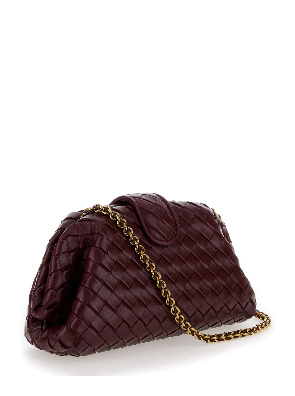 Bottega Veneta Women 'Teen Lauren 1980' Bordeaux Pochette With Chain In Leather Woman