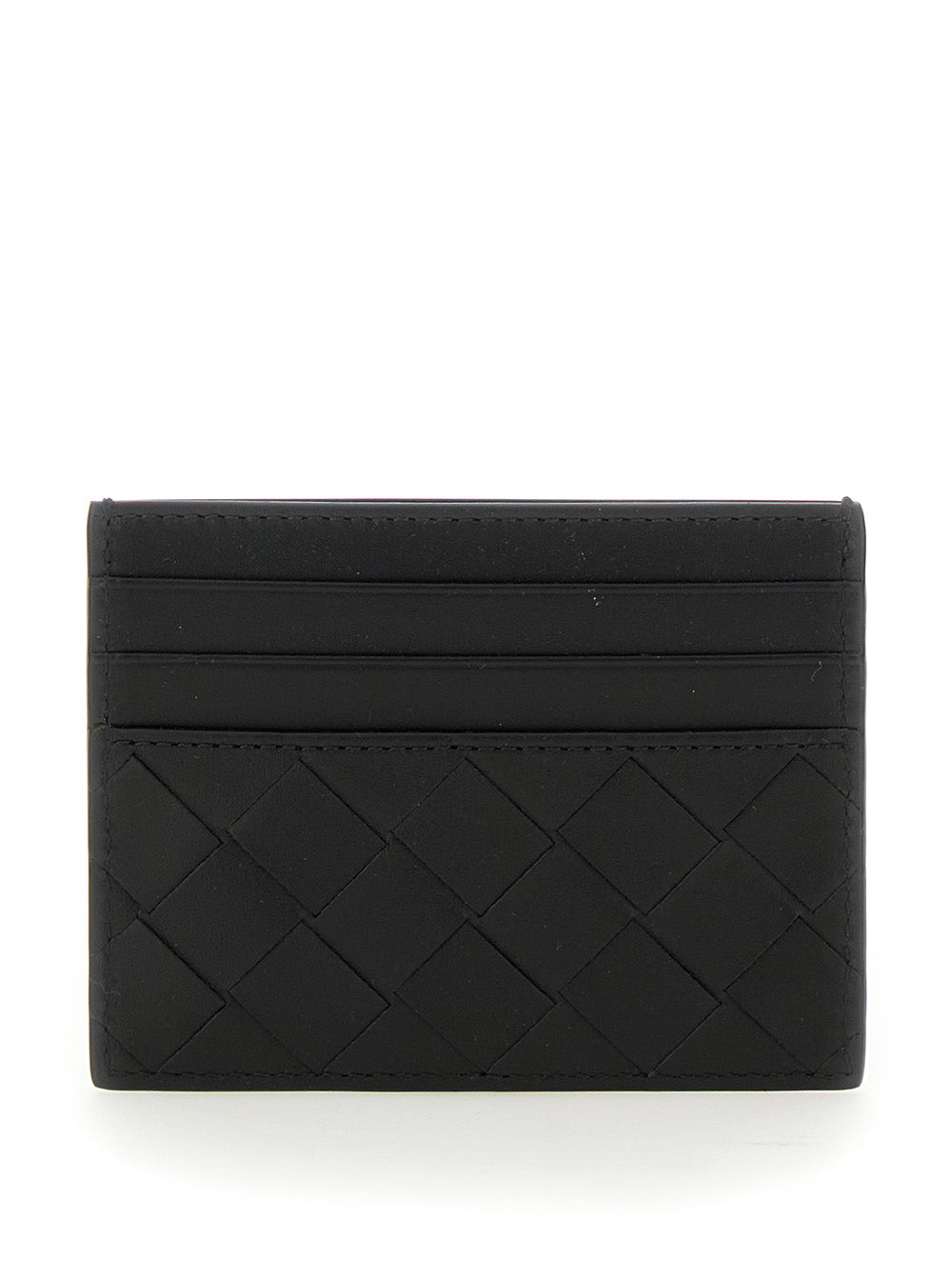 Bottega Veneta Men Black Card Holder With Intrecciato Motif In Leather Man