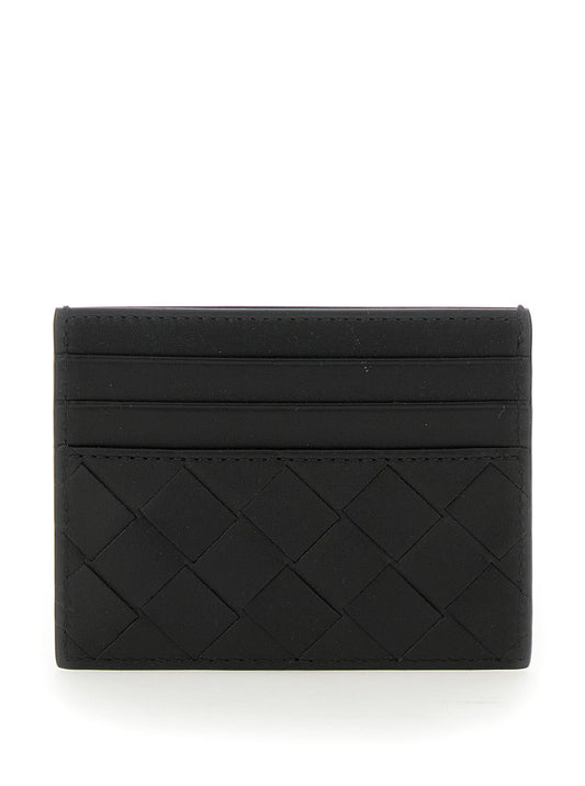 Bottega Veneta Men Black Card Holder With Intrecciato Motif In Leather Man