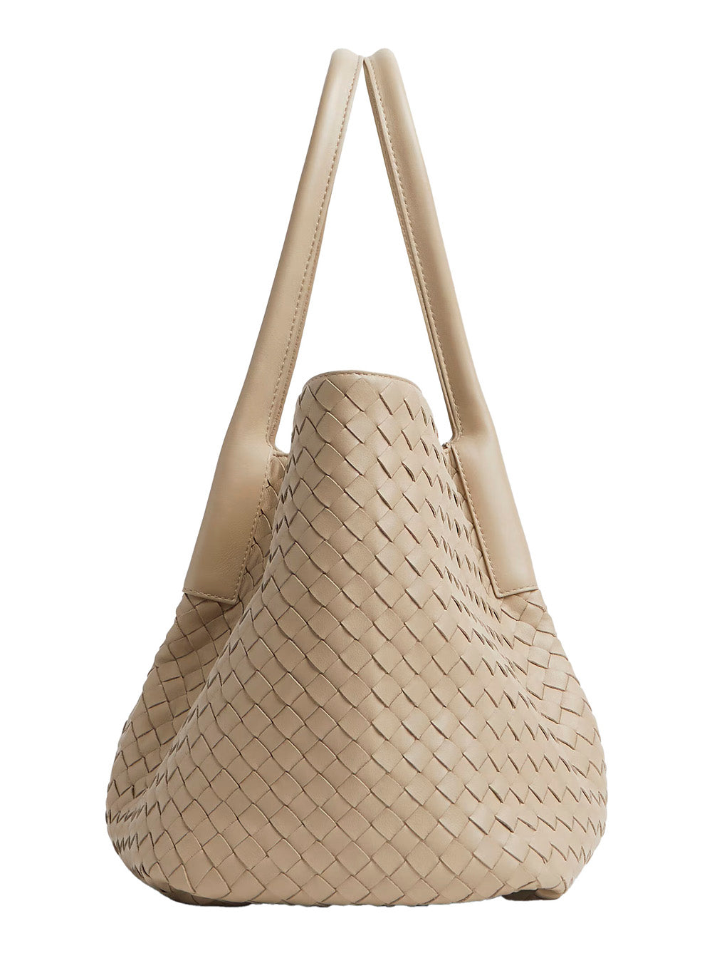 Bottega Veneta Women 'Pinacoteca' Beige Reversible Shoulder Bag With Two Top Handles And Intrecciato Motif In Leather Woman