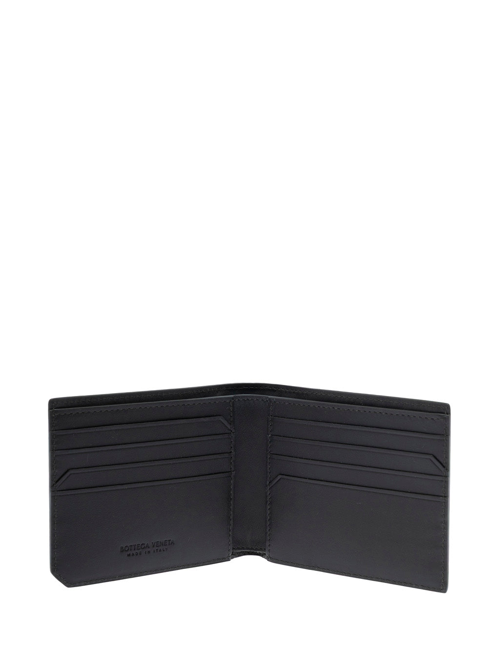 Bottega Veneta Men Green Bi-Fold Wallet With Intrecciato Motif And Embossed Logo Lettering On The Inside In Leather Man
