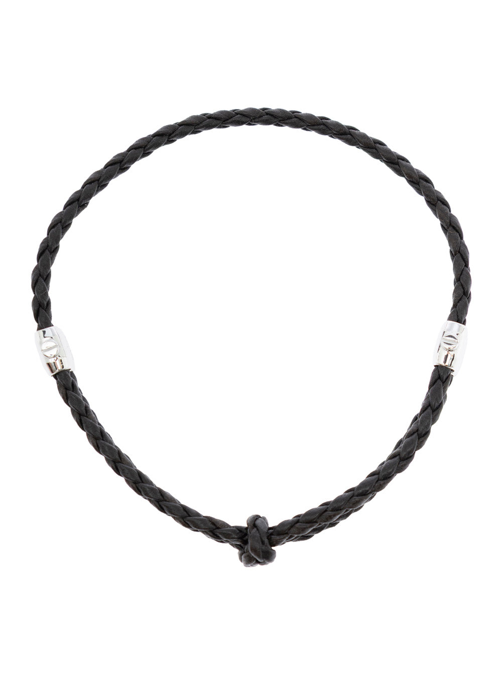 Bottega Veneta Men Metallic Bracelet With Intrecciato Design And Sliding Closure In Leather And Silver Man