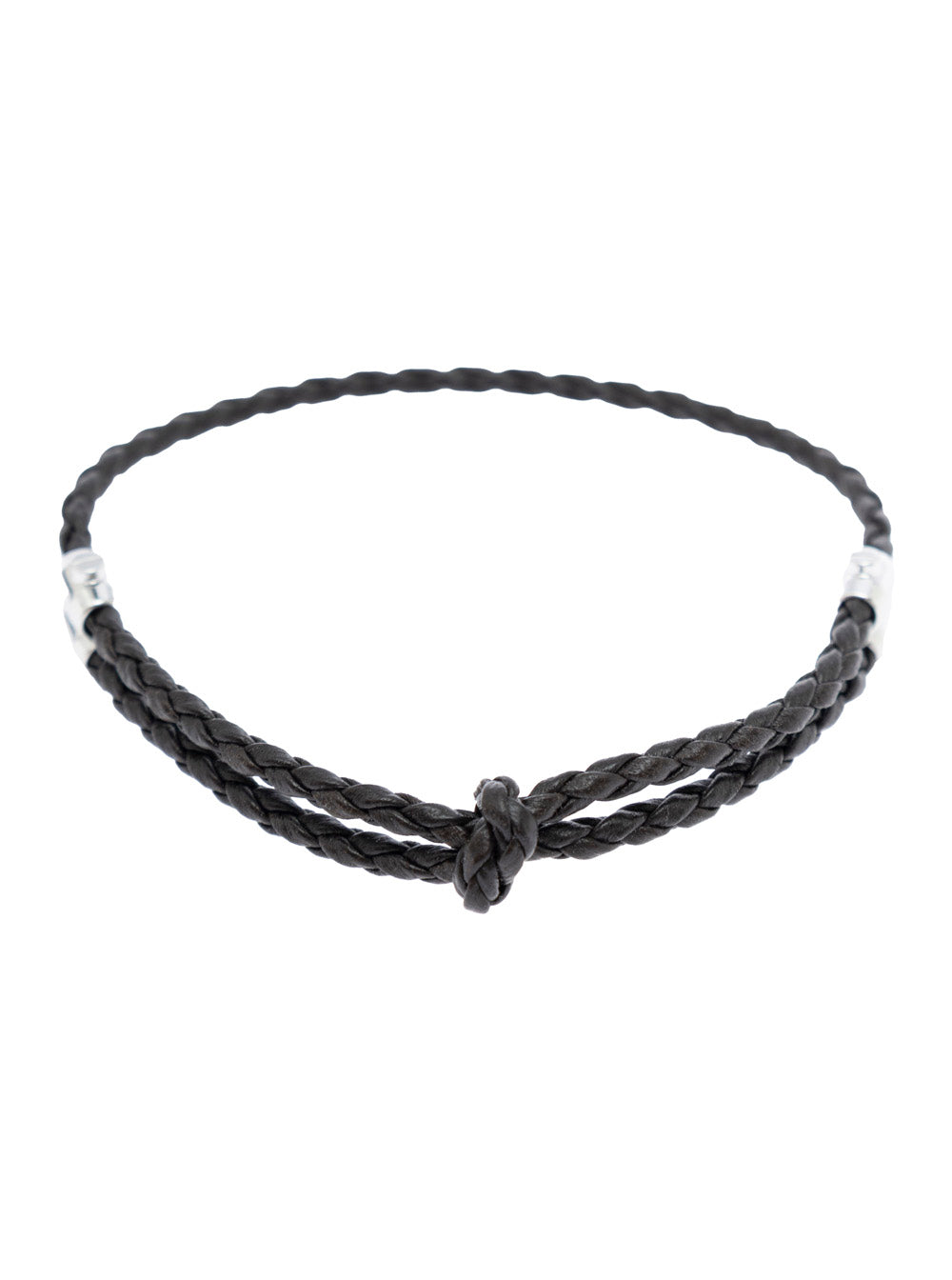 Bottega Veneta Men Metallic Bracelet With Intrecciato Design And Sliding Closure In Leather And Silver Man