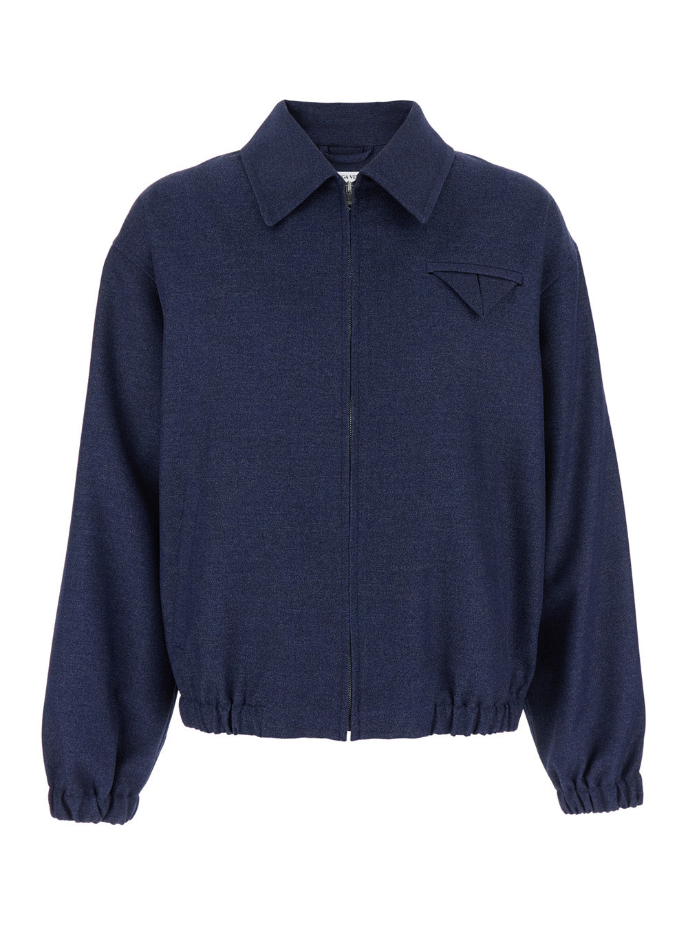 Bottega Veneta Men Blue Jacket With Classic Collar And Front Zip Closure In Wool Man