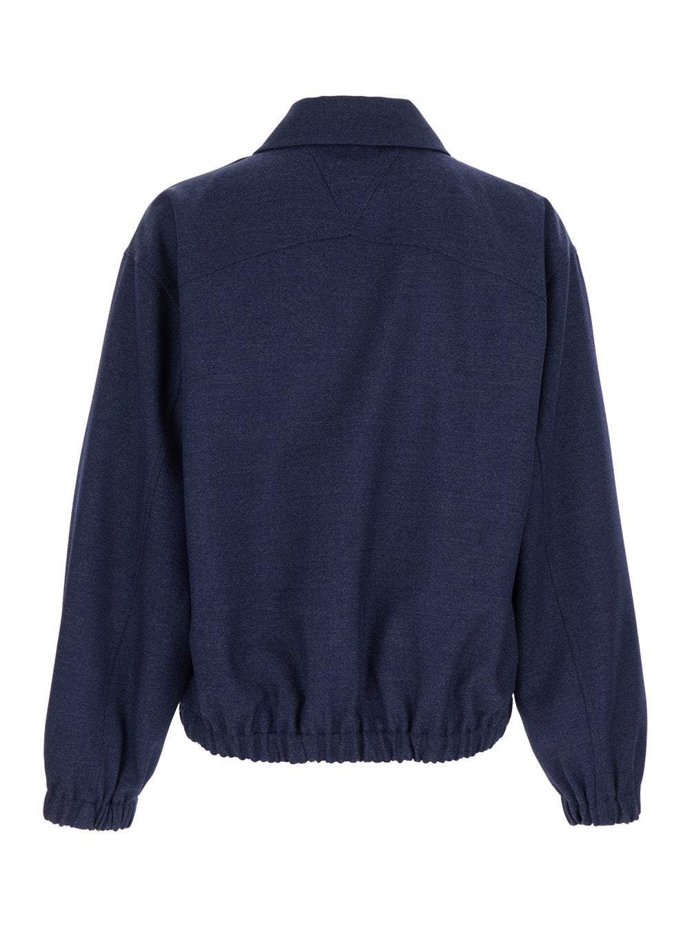 Bottega Veneta Men Blue Jacket With Classic Collar And Front Zip Closure In Wool Man