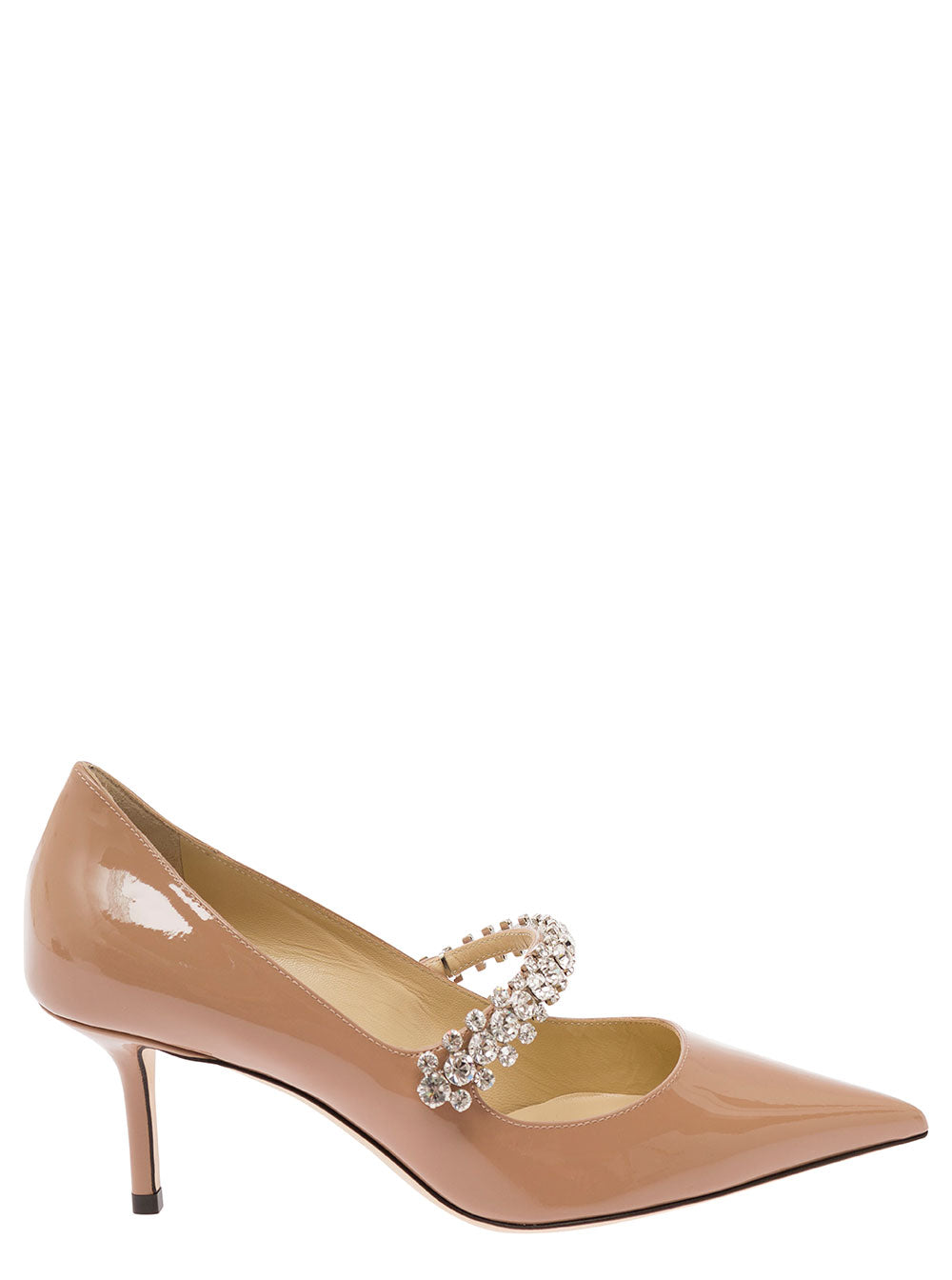 Jimmy Choo Women 'Bing' Pink Pumps With Crystal Embellishment In Patent Leather Woman