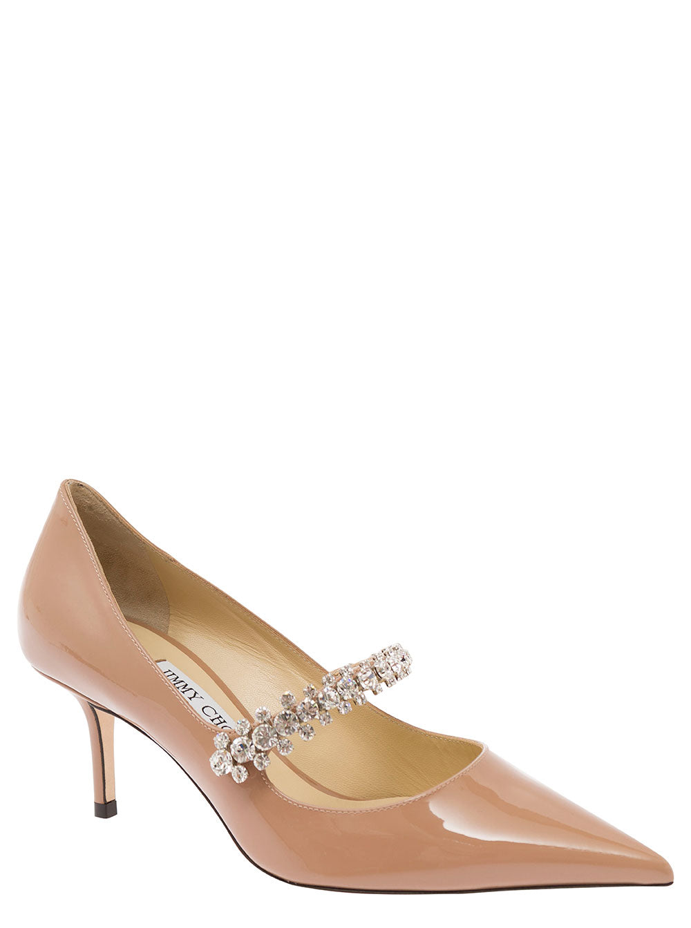 Jimmy Choo Women 'Bing' Pink Pumps With Crystal Embellishment In Patent Leather Woman