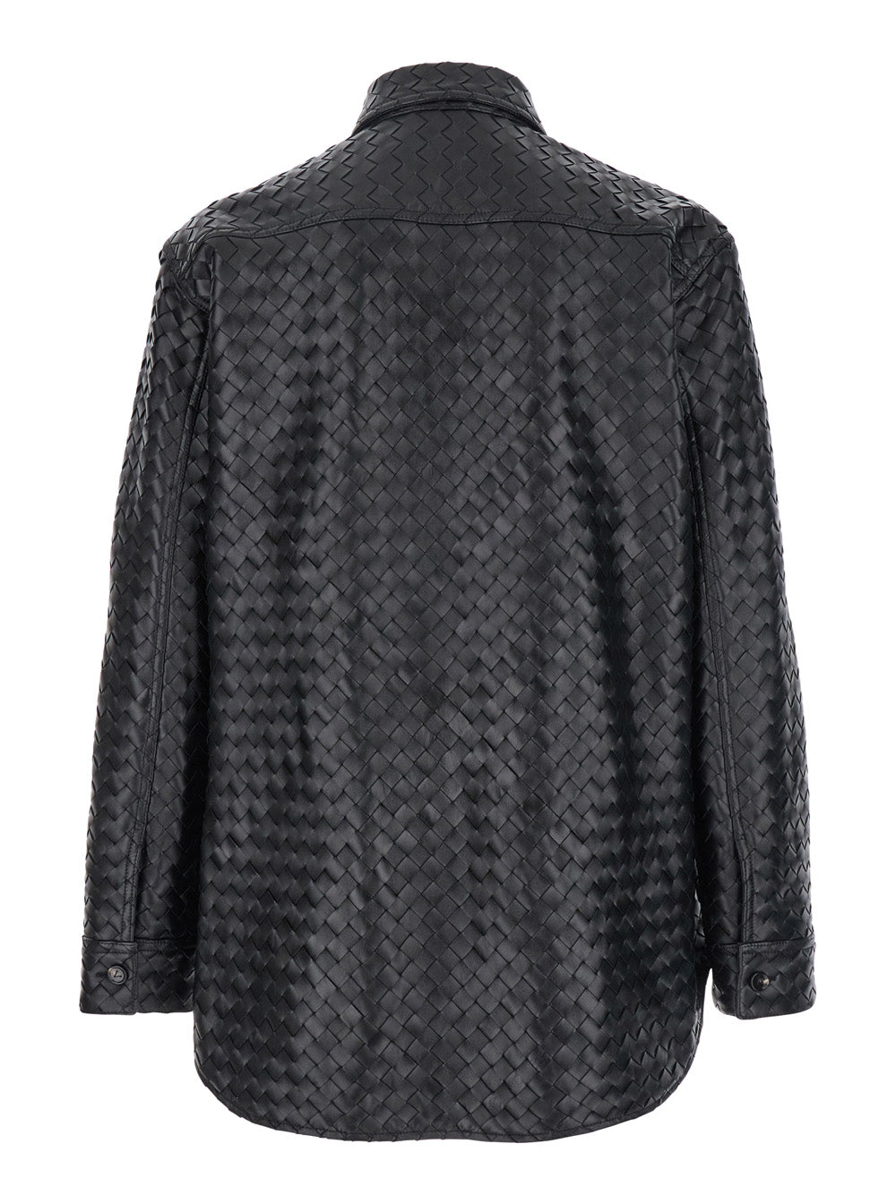 Bottega Veneta Men Black Oversize Jacket In Braided Leather Man