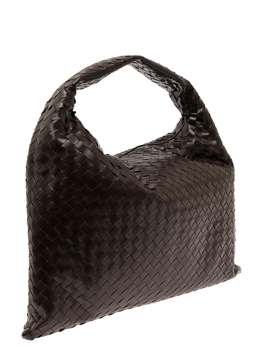 Bottega Veneta Women 'Hop Large' Brown Shoulder Bag With Intreccio Motif In Leather Woman