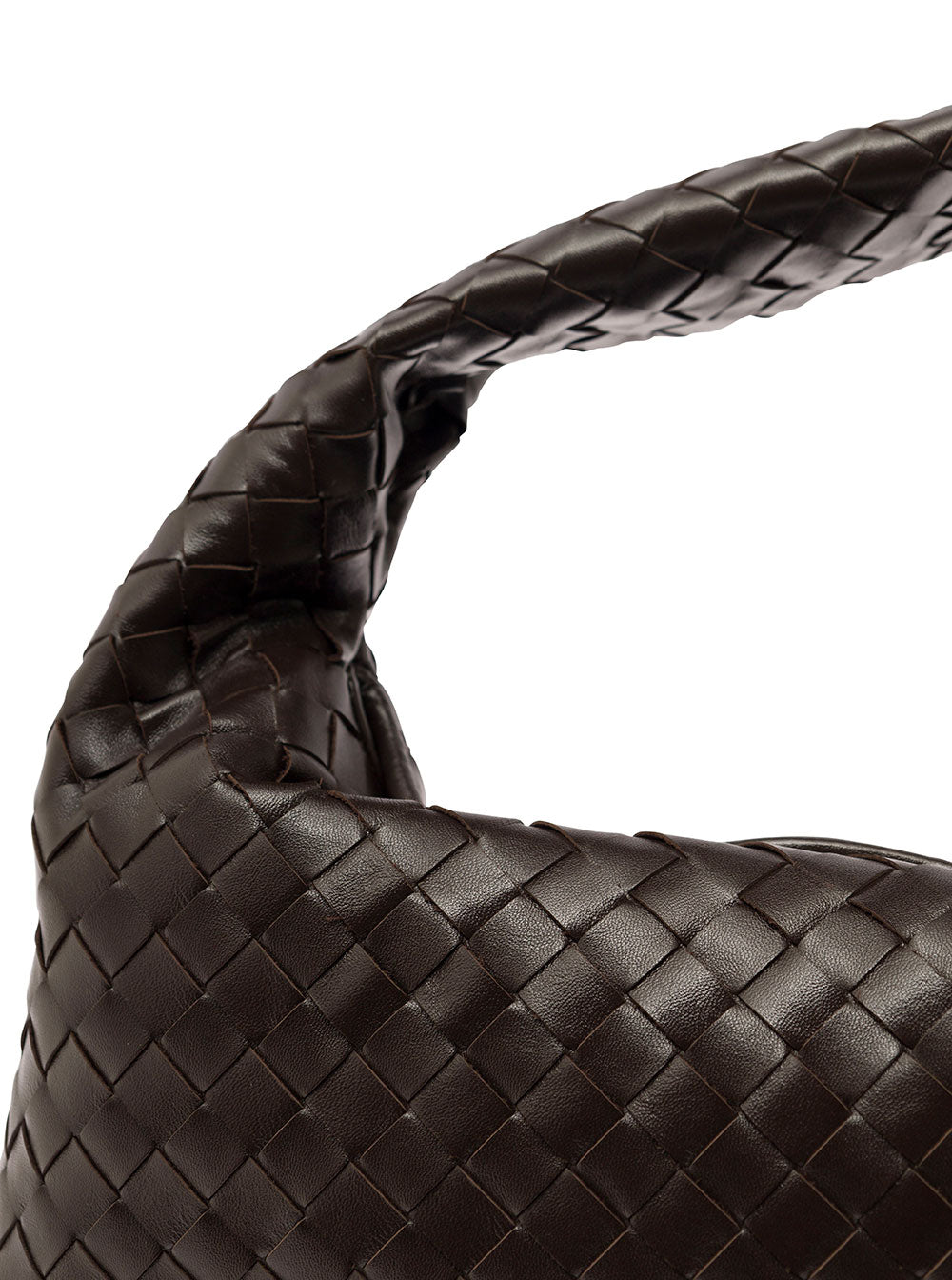 Bottega Veneta Women 'Hop Large' Brown Shoulder Bag With Intreccio Motif In Leather Woman