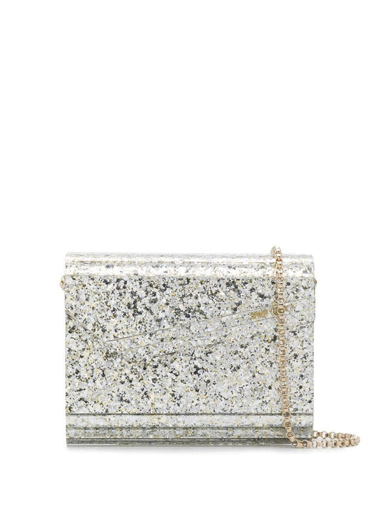 Jimmy Choo Women 'Candy' Champagne Clutch Bag With All-Over Coarse Glitter In Acrylic Woman Jimmy Choo