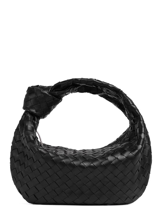 Bottega Veneta Women 'Jodie' Black Small Shoulder Bag With Knot Detail And Intrecciato Motif In Leather Woman