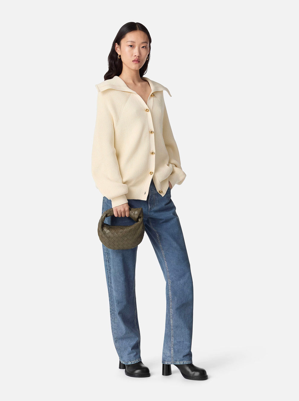 Bottega Veneta Women 'Jodie' Green Mini Handbag With Knot Detail And Intrecciato Motif In Leather Woman