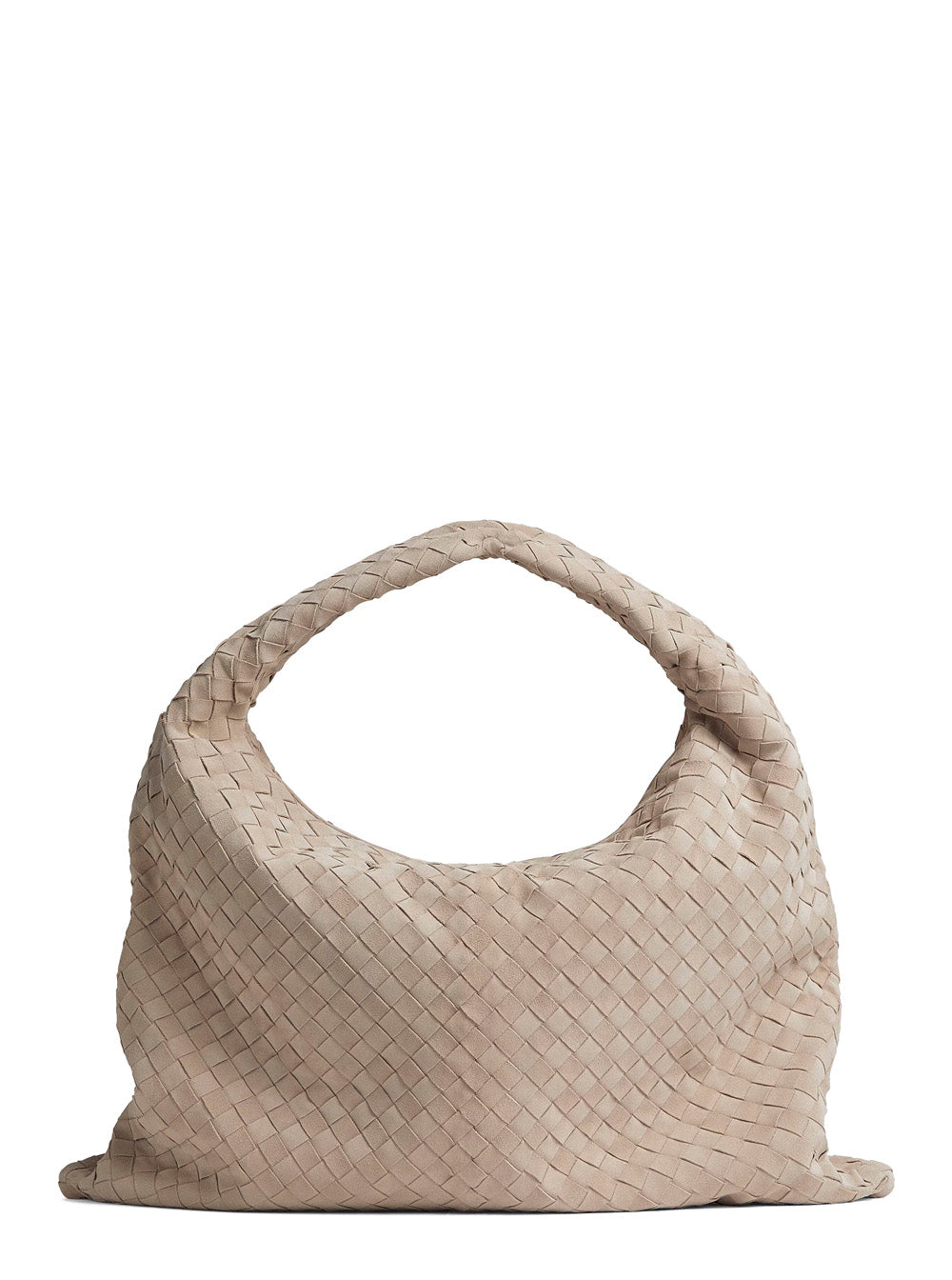 Bottega Veneta Women 'Hop' Beige Large Shoulder Bag With Intrecciato Motif And Magnetic Closure In Suede Woman
