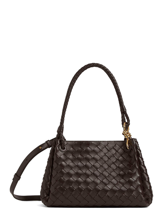 Bottega Veneta Women 'Parachutte' Brown Shoulder Bag With Knot Detail And Intrecciato Motif In Leather Woman