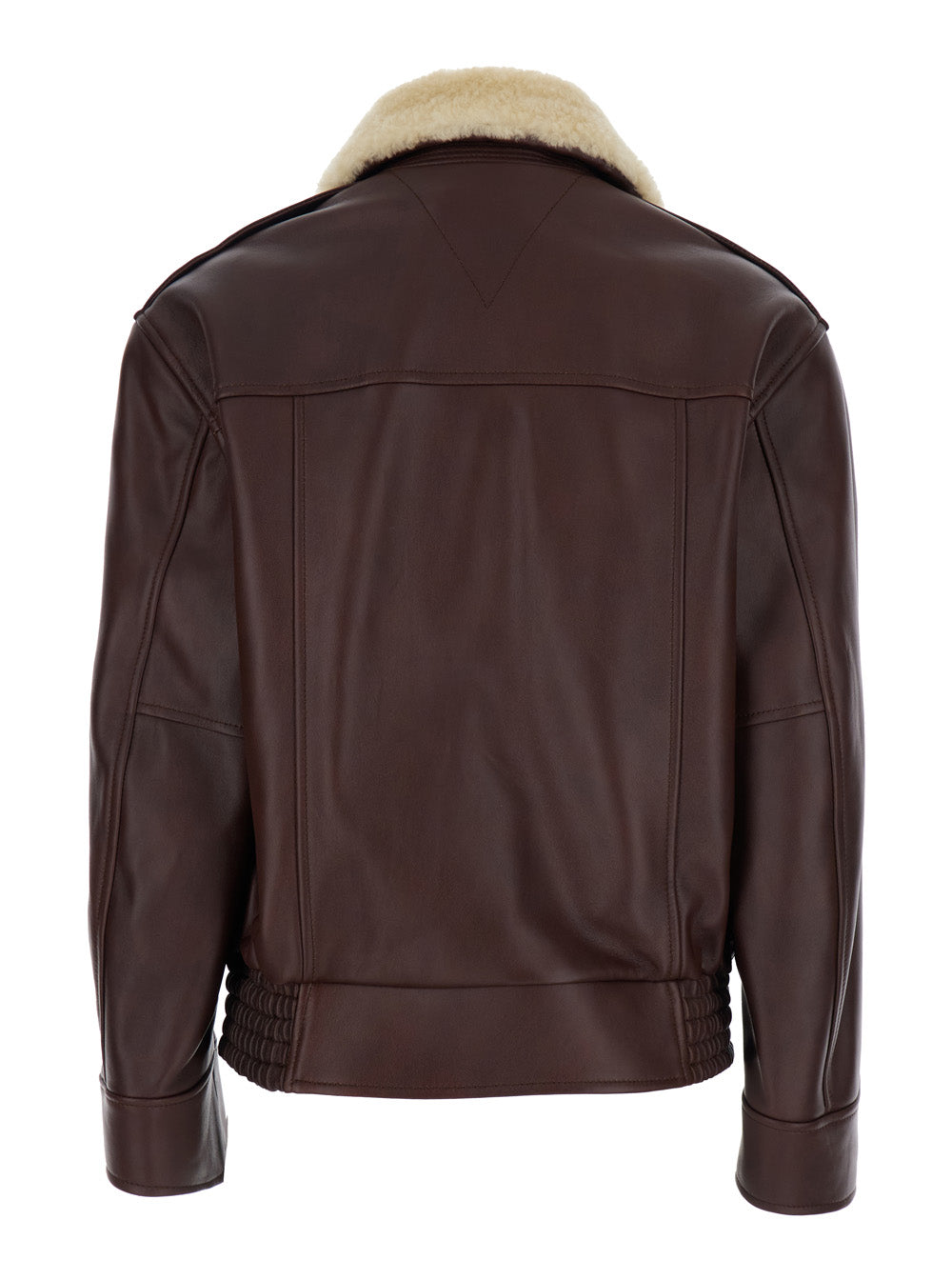 Bottega Veneta Women Brown Shearling Coat With Removable Fur Collar And Front Zip Closure In Leather Woman