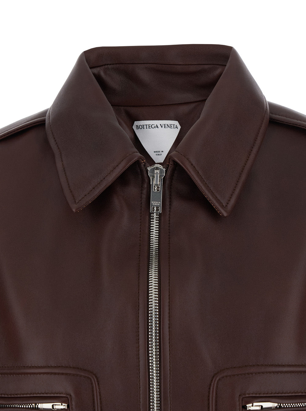 Bottega Veneta Women Brown Shearling Coat With Removable Fur Collar And Front Zip Closure In Leather Woman