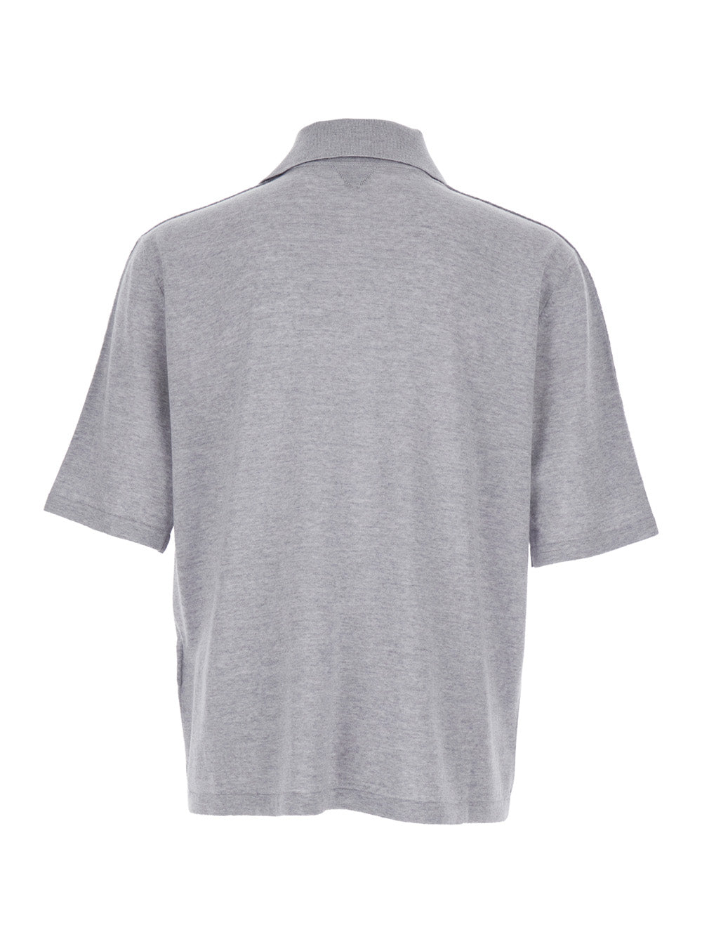 Bottega Veneta Men Grey Polo Shirt With Classic Collar And Front Button Closure In Wool Man