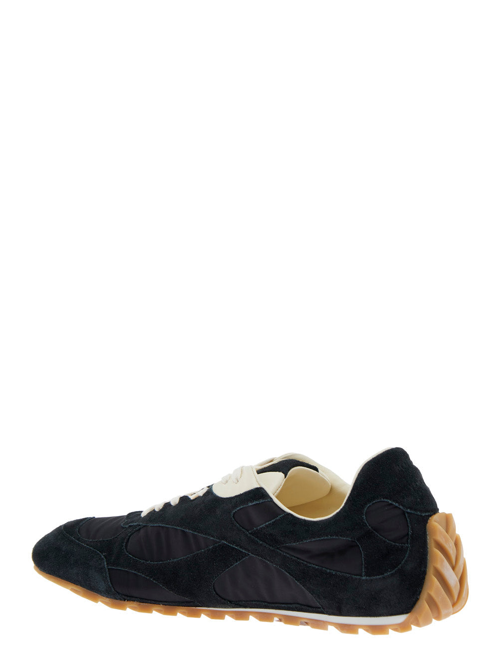 Bottega Veneta Men 'Orbit' Black Low Top Sneakers With Logo Patch On The Tongue In Suede And Tech Fabric Man
